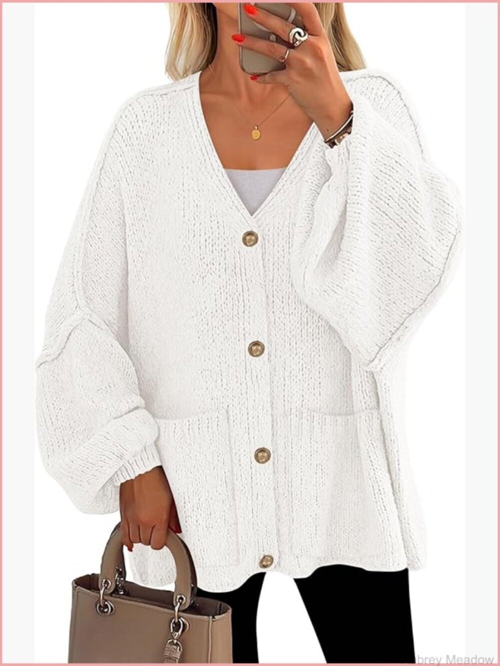 Chunky Cardigan Sweater with Pockets Button Down Long Sleeve